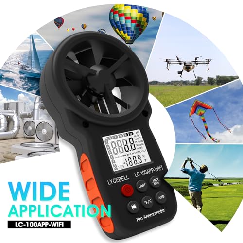 WiFi Anemometer Handheld, Digital HVAC Outdoor Wind Meter with Samrt APP - color: Black