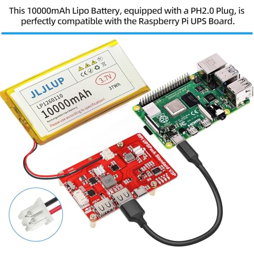 1pc 10000mAh 3.7V LiPo Battery 1S Lithium Polymer Rechargeable Battery with Protective Board Insulation Coating PH2.0 Plug