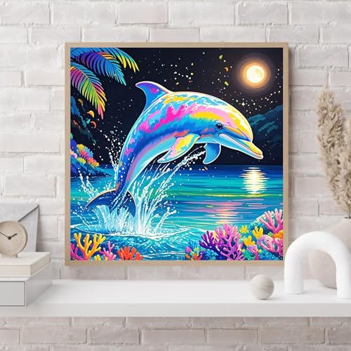 ILYUFO Diamond Art Kits for Adults Dolphin DIY Diamond Painting - color: Dolphin
