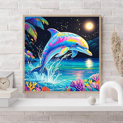ILYUFO Diamond Art Kits for Adults Dolphin DIY Diamond Painting - color: Dolphin