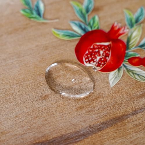 ARTABLE Clear Vinyl Tablecloth Pomegranate Floral Print Wipeable 52x70 Inch - color: Pomegranate, size: 70" x 52" (Rectangular)