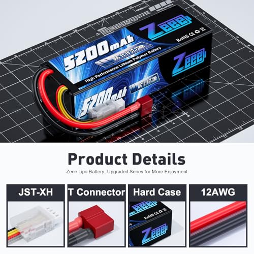 Zeee 3S Lipo Battery 5200mAh 11.1V 80C with T Connector