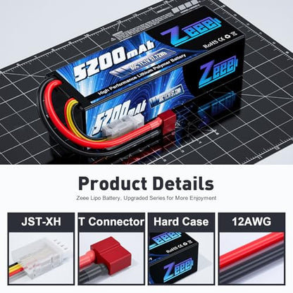 Zeee 3S Lipo Battery 5200mAh 11.1V 80C with T Connector