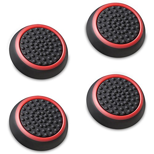 Fosmon Performance Thumb Grips Gaming Controller Joystick Caps, Red, 2 Pair - color: Black & Red (Set of 4)