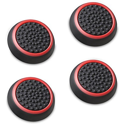 Fosmon Performance Thumb Grips Gaming Controller Joystick Caps, Red, 2 Pair - color: Black & Red (Set of 4)
