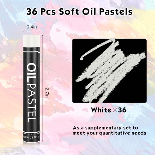 Geyoga 36 Pcs White Oil Pastels Bulk for Artists Soft Oil Crayons - color: White