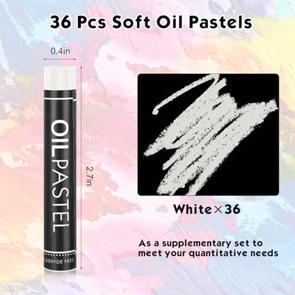 Geyoga 36 Pcs White Oil Pastels Bulk for Artists Soft Oil Crayons - color: White