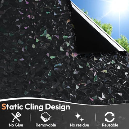 Haton Rainbow Blackout Window Film, Total Light Blocking 23.6" x 78.7" - color: Black, size: 23.6" x 78.7"