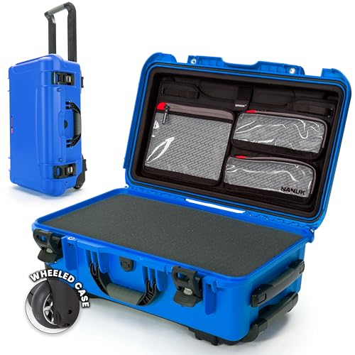NANUK 935 Hard Case with Cubed Foam and Lid Organizer for Camera & Lenses – Waterproof Protective Equipment Case with Wheels, 22” x 14” x 9” – Dustproof, Carry-On Approved for Most Airlines – Blue - color: Blue, style: Cubed Foam With Lid Organizer