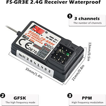 Flysky FS-GR3E Receiver AFHDS Long Range 3CH 2.4GHz Surface Receiver for FS-GT2 FS-GT2B FS-GT3B FS-GT3C FS-IT4S Transmitter RC Car Boat (1pc)