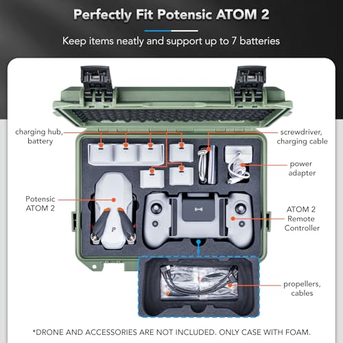 Lykus Titan AM100 Waterproof Hard Case for Potensic Atom 2/3-Axis/SE/LT - color: Green
