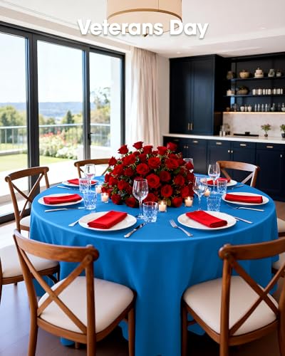 Pureegg Plastic Table Cloth Disposable 6 Pack, 84 Inch Round, Blue - color: Blue, size: 84" Round