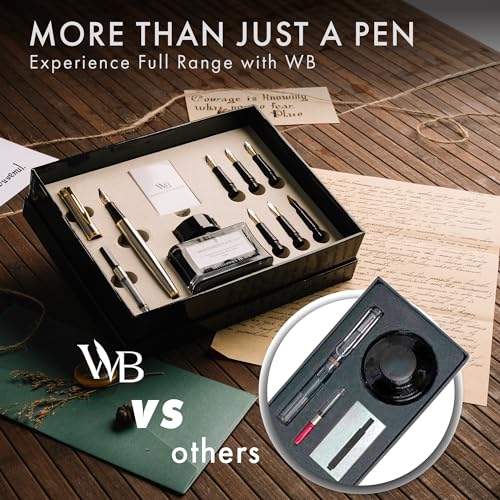 Wordsworth & Black Luxury Calligraphy Pen Set for Writing, 6 Nibs, Silver - color: Silver Gold