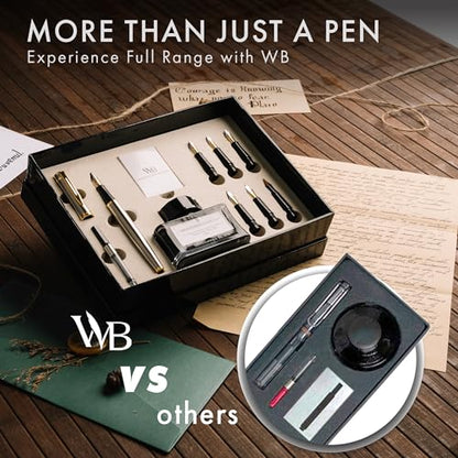 Wordsworth & Black Luxury Calligraphy Pen Set for Writing, 6 Nibs, Silver - color: Silver Gold