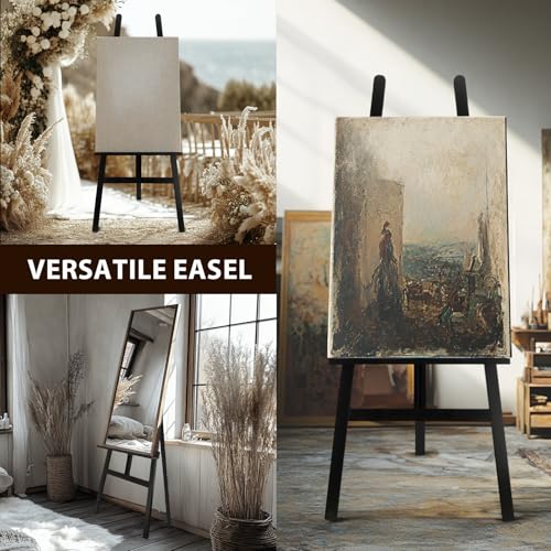 Large Black Wooden Easel Stand for Sign, A-Frame Painting Easel - style: Black