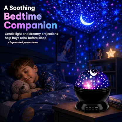 Star Projector Night Light for Kids | Star Lights for Bedroom - color: Black