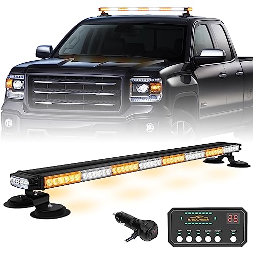 XRIDONSEN 37" 104 LED Roof Strobe Light Bar Amber White Warning Lights - color: Amber/White