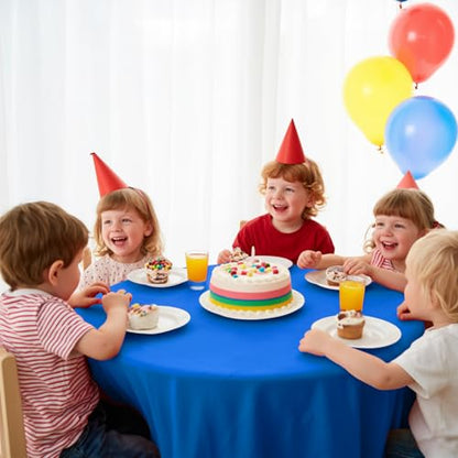 10 Pack Premium Disposable Plastic Tablecloth 84" Round Table Cover for Birthdays Weddings Christmas Anniversary Buffet Table (Blue) - color: Blue, size: 84" Round