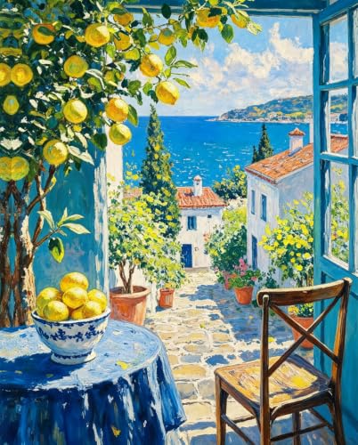 Beach Cute Lemons Paint by Numbers Kit for Adults Beginner (Without Frame) - color: YH05002