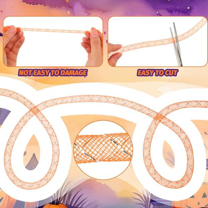 Arrowbash 4 Pcs Halloween Mesh Tubing for Crafts, Purple Orange Black White