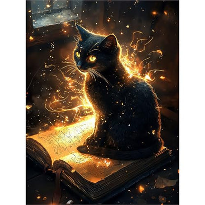 Diamond Art Kits for Adults, 5D Magic Black Cat Diamond Painting Kit - color: TRTDNFDP1P07