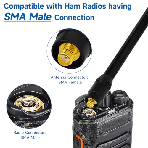Eightwood Telescopic Handheld Ham Radio Antenna, Wide Band SMA Female