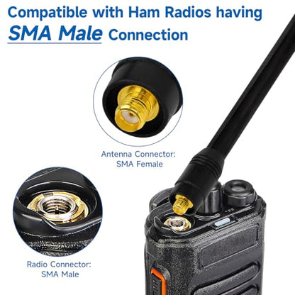 Eightwood Telescopic Handheld Ham Radio Antenna, Wide Band SMA Female