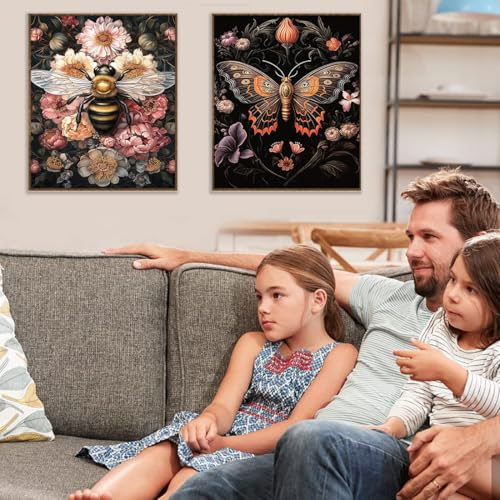 Kaixine 4 Pack Insect Paint by Numbers Kit for Adults Beginner with Framed - color: 4 Paint by Number-0609-5