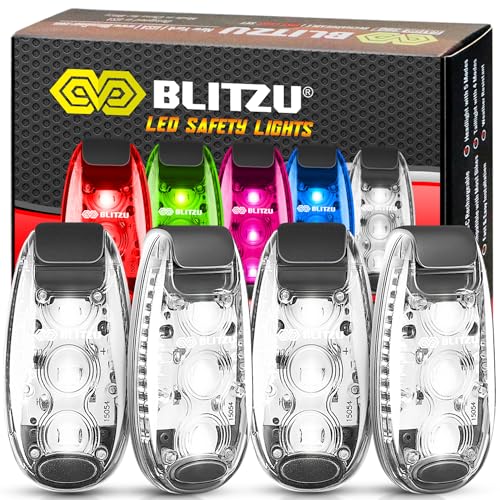 LED Safety Lights 4 Pack, Clip On High Visibility Strobe Light for Walk Run - color: White
