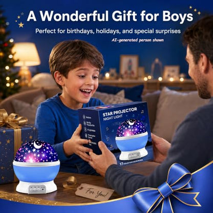 Kid Star Projector Night Light for Kids | Stars for Ceiling | Boys Gift 3-6 - color: Blue