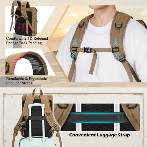 RAINSMORE Camera Backpack, DSLR SLR Mirrorless Camera Bag for Photographer - color: Khaki