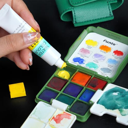 Funto Mini Watercolor Travel Set Refill, 9-Color Replacement Palette For Painting - style: Basic Set