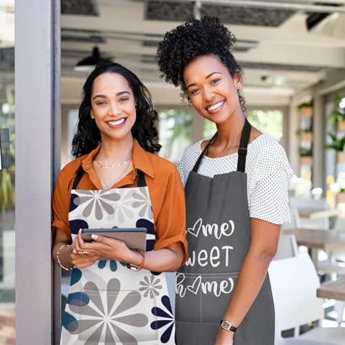 Britimes Apron with Pockets, 32x28 inch, 2 Pack, Grey Daisy - color: Flowers Daisy
