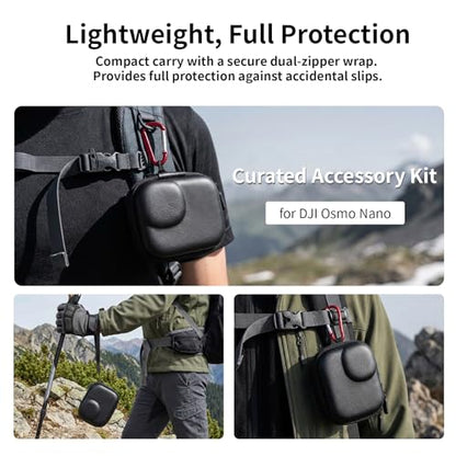 Accessories Kit for DJI Osmo Nano, Silicone Protective Case, Mini Storage Case, Magnetic Mount, HD Screen Protector, Lens Caps, Lanyards