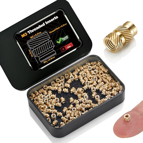 Kadrick 200Pcs M3 Threaded Inserts for 3D Printing Components,M3*3 Metric Brass Knurled Nuts, Insert by Heat into Plastic Parts - size: M3*H3*D4.5 200Pcs