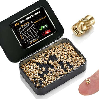Kadrick 200Pcs M3 Threaded Inserts for 3D Printing Components,M3*3 Metric Brass Knurled Nuts, Insert by Heat into Plastic Parts - size: M3*H3*D4.5 200Pcs