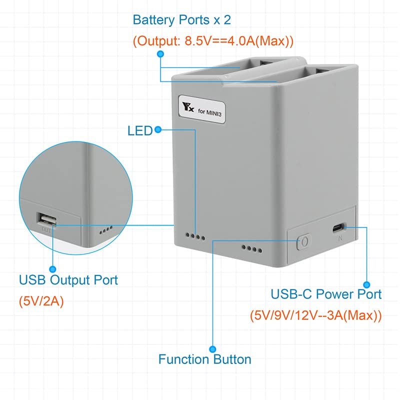Two-Way Charging Hub for DJI MINI 3/3 PRO /4 PRO / 5 PRO Battery Charging Butler Drone Accessories