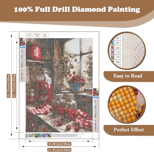 Xoaoes Fruit Diamond Art Kits for Adults, Cherry 5D Diamond Painting Kits - color: CM084