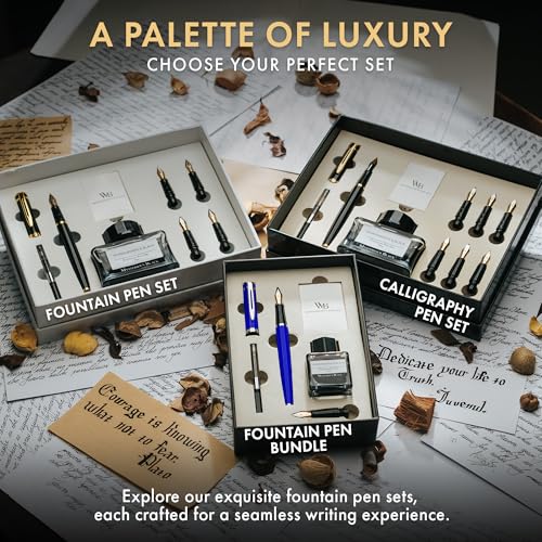 Wordsworth & Black Fountain Pen Gift Set, Medium & Extra Fine Nib, Blue - color: Blue Chrome