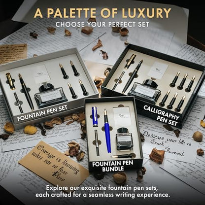 Wordsworth & Black Fountain Pen Gift Set, Medium & Extra Fine Nib, Blue - color: Blue Chrome