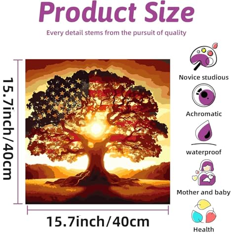 Ekuxom Ancient Tree Paint by Numbers Kit for Adults 16x16 Inch - color: Ancient Tree