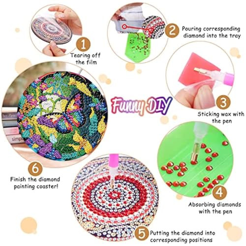 8 Pack Diamond Art Coasters,Butterfly Diamond Painting Coasters Kits - color: Butterfly Coasters-C