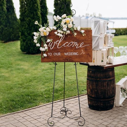 GlikCeil 57" Black Metal Scroll Easel Stand for Wedding Sign Display - color: Black