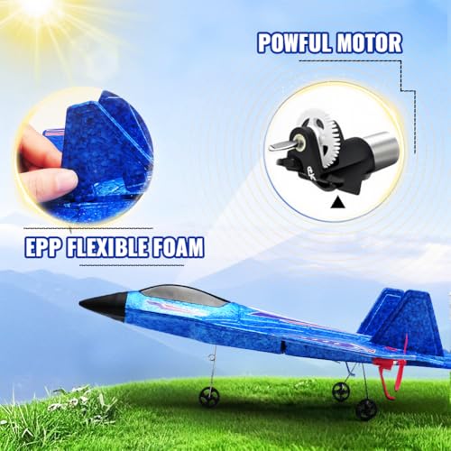 F-22 Raptor 2.4GHz RTF RC Fighter With 6-Axis Gyro For Kids Beginners - color: Blue Kf803