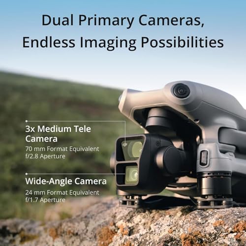 DJI Air 3 Fly More Combo with DJI RC 2, Drone with Camera 4K, Dual Primary Cameras, 3 Batteries for Extended Flight Time, 48MP Photo, 20Km Max Video Transmission, FAA Remote ID Compliant - style: Air 3 Fly More Combo with DJI RC 2