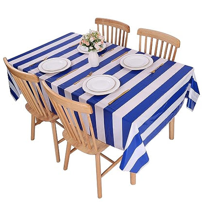 Kesfey Blue Striped Tablecloth Picnic Horizontal Stripe Table Cover 3 Packs - color: Blue Horizontal Striped