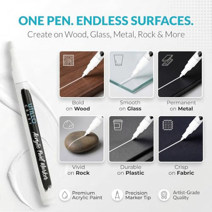 Utillo Craft White Paint Pen (3-Pack), 0.7mm Extra Fine White Paint Markers - color: White