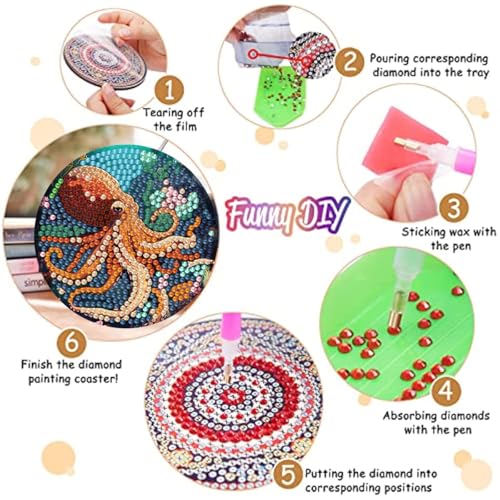 8 Pack Diamond Art Coasters,Ocean animal Diamond Painting Coasters Kits - color: Ocean Coasters-B