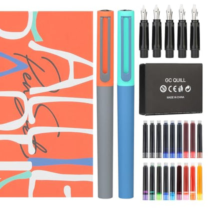 Calligraphy Fountain Pen Set - 5 Different Nibs and 18 Ink Cartridges, Calligraphy Set for Beginners - MU-20