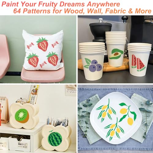 Fruit Stencils for Painting, 64 Pcs 3 Inch for Cards Rocks DIY Crafts - color: Fruit